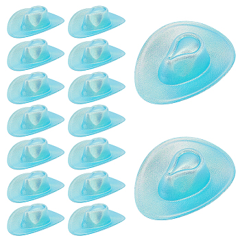 16Pcs Cloth Cabochons, Hat, Light Sky Blue, 20x67.5x20mm