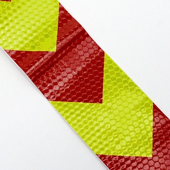 Safety Reflector Film Strips Stickers, Rectangle with arrow Pattern, Auto Accessories, Green Yellow, 50x0.4mm, about 3m/roll