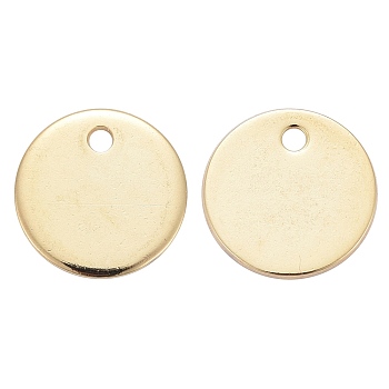 202 Stainless Steel Charms, Flat Round, Stamping Blank Tag, Golden, 10x1mm, Hole: 1mm