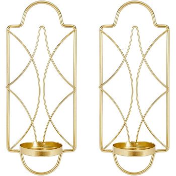 Wall Hanging Iron Candle Holders, Retro Wall Decorative Candlesticks, Matte Gold Color, 8.7x5.7x21.5cm