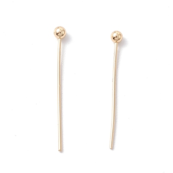 Brass Ball Head Pins, Cadmium Free & Lead Free, Real 14K Gold Plated, 20mm, Head: 2mm, Pin: 0.5mm, 24 Gauge