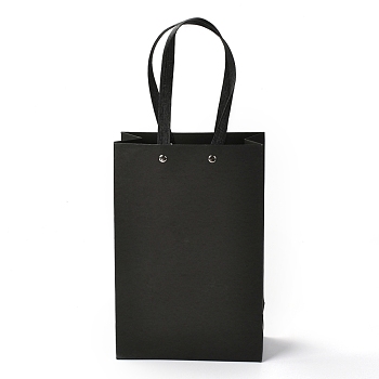 Rectangle Paper Bags, with Nylon Handles, for Gift Bags and Shopping Bags, Black, 16x0.4x24cm