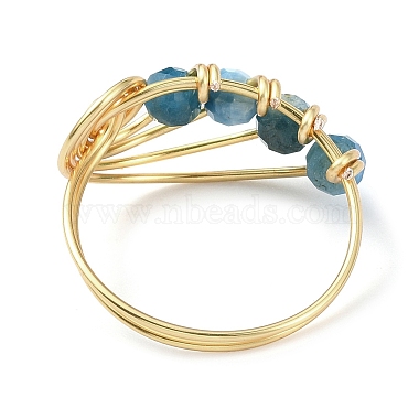 Natural Apatite Copper Round Beaded Finger Ring(RJEW-TA00103-04)-4