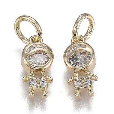 Real 18K Gold Plated Clear Human Brass+Cubic Zirconia Pendants