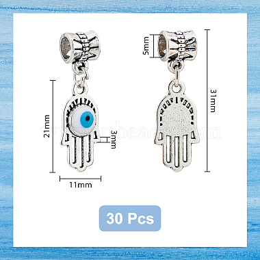 30Pcs Antique Silver Plated Alloy European Dangle Charms(FIND-DC0002-93)-2