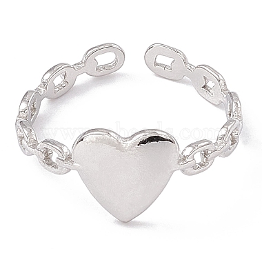 304 anneaux de manchette ouverts coeur en acier inoxydable pour femme(RJEW-G275-09P)-2