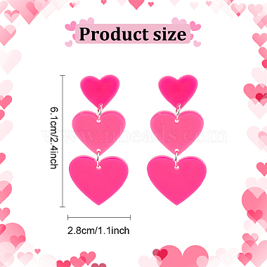 4 Pairs 4 Style Acrylic Heart Dangle Stud Earrings with 304 Stainless Steel Pins for Women(EJEW-AN0004-82)-2