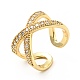 Cubic Zirconia Criss Cross Open Cuff Ring(RJEW-E046-23G-02)-3