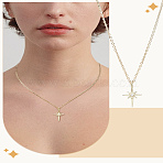 1Pc Star Brass & Iron & Rhinestone Pendant Necklaces, Golden, 16.14 inch(41cm)(NJEW-LP0004-15G)