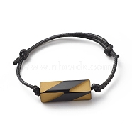 Acrylic Rectangle Beaded Bracelet with Waxed Polyester Cord, Adjustable Bracelet for Women, BurlyWood, Inner Diameter: 2~3 1/2 inch(5~9cm)(BJEW-JB08545-02)