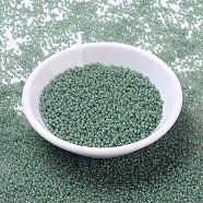 MIYUKI Round Rocailles Beads, Japanese Seed Beads, 11/0, (RR2375) Transparent Light Moss Green Luster, 2x1.3mm, Hole: 0.8mm, about 5500pcs/50g(SEED-X0054-RR2375)
