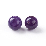 Natural Charoite Beads, Half Drilled, Round, 6mm, Half Hole: 1mm(G-E557-02G)