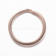 Ion Plating(IP) 304 Stainless Steel Split Key Rings, Keychain Clasp Findings, Rose Gold, 20x2mm(STAS-H383-31RG)