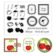 PVC Plastic Stamps, for DIY Scrapbooking, Photo Album Decorative, Cards Making, Stamp Sheets, Cherry Pattern, 16x11x0.3cm(DIY-WH0167-57-0387)