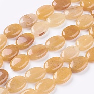 Natural Topaz Jade Stone Beads Strands, Flat, Oval, Goldenrod, 18x13x6mm, Hole: 1.2mm, about 22pcs/strand, 15.7 inch(X-G-S113-06)