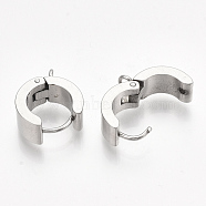 201 Stainless Steel Hoop Earring Findings, with Vertical Loop and 304 Stainless Steel Pins, Stainless Steel Color, 16~17x13~14x6mm, Hole: 2mm, Pin: 1mm(X-STAS-S079-79)