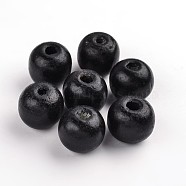 Natural Maple Wood Beads, Dyed, Round, Black, 19~20x17.5~18mm, Hole: 4.5mm, about 400pcs/1000g(TB20mmY-12)