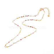304 Stainless Steel Link Chain Necklaces, with Enamel, Golden, 17.12 inch(43.5cm)(NJEW-JN03524)