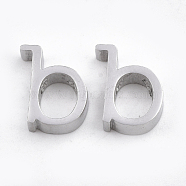 304 Stainless Steel Pendants, Stainless Steel Color, Letter, Letter.B, 12x9x3mm, Hole: 1.8mm(STAS-T041-10-B)