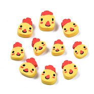 Handmade Polymer Clay Beads, Chicken, Gold, 10~13x8~10x3~4.5mm, Hole: 1.5mm(CLAY-N011-026)