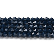 Opaque Solid Color Imitation Jade Glass Beads Strands, Faceted, Bicone, Prussian Blue, 4x4mm, Hole: 0.8mm, about 82~85pcs/strand, 30.5~31cm(GLAA-F029-P4mm-09)