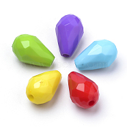 Opaque Acrylic Beads, Faceted, teardrop, Mixed Color, 15x10mm, Hole: 2mm, about 675pcs/500g(SACR-Q190-35)