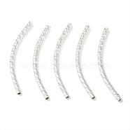 Brass Tube Beads, Long-Lasting Plated, Curved Beads, Tube, 925 Sterling Silver Plated, 34x2mm, Hole: 1.2mm(KK-Y003-86H-S)