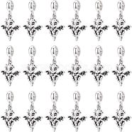 36Pcs Tibetan Style Alloy European Dangle Charms, Large Hole Pendants, Dragon, Antique Silver, 31mm, Hole: 4mm, Pendant: 20.5x15.5x7.5mm(FIND-CA0005-60)