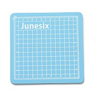 PVC Cutting Mat Pad, with Scale, for Desktop Fine Manual Work Leather Craft Sewing DIY Punch Board, Light Sky Blue, 8x8x0.3cm(AJEW-I058-02G)