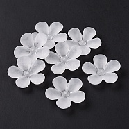 5-Petal Transparent Acrylic Bead Caps, Frosted, Flower, WhiteSmoke, 28x28.5x7mm, Hole: 1.8mm, about 322pcs/500g(OACR-A017-12)