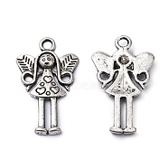 Tibetan Style Alloy Fairy Pendants, Cadmium Free & Lead Free, Antique Silver, 25x15x2mm(X-TIBEP-S613-AS-LF)