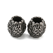 Barrel 304 Stainless Steel European Beads, Large Hole Beads, Antique Silver, 12.5x12.5mm, Hole: 6mm(STAS-E214-07AS)