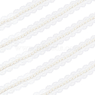 Lace Trim, Polyester Lace Ribbon Edge Trimmings, with Imitation Pearl Beads, for Sewing and Bridal Wedding Decoration, White, 3/4 inch(19.5mm), about 10yards/bag(9.14m/bag)(OCOR-WH0058-10A)