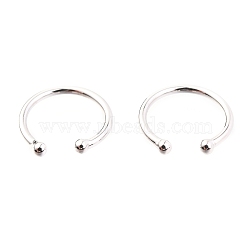 Anti-Tarnish Rhodium Plated 925 Sterling Silver Cuff Earrings, Ring with Round, Platinum, 12x1mm(EJEW-H124-06P)