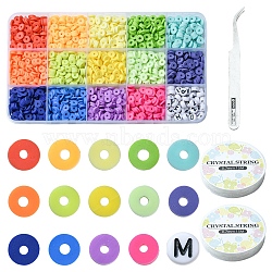 DIY Heishi Word Bracelet Making Kit, Including Disc/Flat Round Polymer Clay & Letter Acrylic Beads, Elastic Thread, Tweezers, Mixed Color, Beads: 112g/set(DIY-YW0006-44)