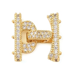 Rack Plating Brass Micro Pave Clear Cubic Zirconia Fold Over Clasps, Long-Lasting Plated, Lead Free & Cadmium Free, 3-Strand, 6-Hole, Golden, 16x17x5mm(KK-S384-02G)