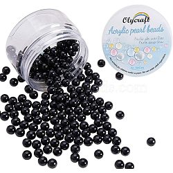 Eco-Friendly Plastic Imitation Pearl Beads, High Luster, Grade A, No Hole Beads, Round, Black, 8mm, 200pcs/box(MACR-OC0001-04)