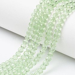 Glass Beads Strands, Faceted, Rondelle, Pale Green, 6x5mm, Hole: 1mm, about 85~88pcs/strand, 16.1~16.5 inch(41~42cm)(X-EGLA-A034-T6mm-D09)