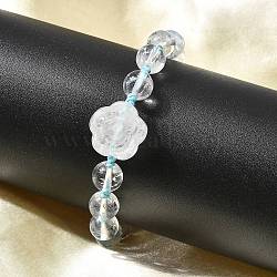 Adjustable Natural Quartz Crystal Braided Bead Bracelets, Inner Diameter: 2-1/4~2-1/2 inch(5.8~6.5cm)(BJEW-L713-A01)