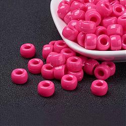 Opaque Acrylic European Beads, Barrel, Hot Pink, 9x6mm, Hole: 4mm, about 1900pcs/500g(PL338-4)