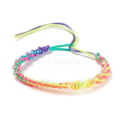 Rainbow Color Polyester Braided Adjustable Bracelet Making for Women, Colorful, 10-7/8~11 inch(27.6~27.9cm), 5~5.5mm(BJEW-F454-04)