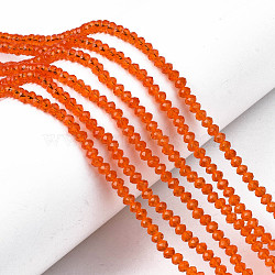 Glass Beads Strands, Faceted, Rondelle, Dark Orange, 4x3mm, Hole: 0.4mm, about 123~127pcs/strand, 16.5~16.9 inch(42~43cm)(EGLA-A034-T4mm-D25)