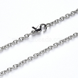 304 Stainless Steel Cable Chain Necklace, with Lobster Claw Clasp, Stainless Steel Color, 19.68 inch(50cm), Link: 3.7x3x0.8mm(NJEW-S420-007C-P)