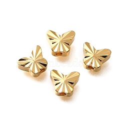 Brass Beads, Real 18K Gold Plated, Butterfly, 4.5x5.5x2.5mm, Hole: 1.4mm(KK-Z092-01E-G)