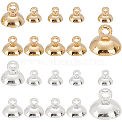 40Pcs 4 Style Rack Plating Brass Bead Cap Pendant Bails, for Globe Glass Bubble Cover Pendants, Long-Lasting Plated, Mixed Color, 5~11x6~8mm, Hole: 1.5mm, 10 pcs/style(KK-SC0002-51)