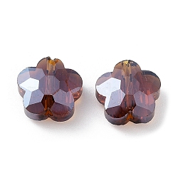 Transparent Electroplate Glass Beads, AB Color, Faceted Flower, Brown, 9.5x10x5mm, Hole: 1.2mm(GLAA-D016-17E)