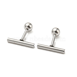 Non-Tarnish 304 Stainless Steel Stud Earrings, Cartilage Earrings, Column, Stainless Steel Color, 12x2mm(EJEW-Z034-04C-P)