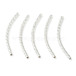 Brass Tube Beads, Long-Lasting Plated, Curved Beads, Tube, 925 Sterling Silver Plated, 34x2mm, Hole: 1.2mm(KK-Y003-86H-S)