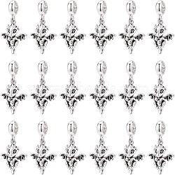 36Pcs Tibetan Style Alloy European Dangle Charms, Large Hole Pendants, Dragon, Antique Silver, 31mm, Hole: 4mm, Pendant: 20.5x15.5x7.5mm(FIND-CA0005-60)