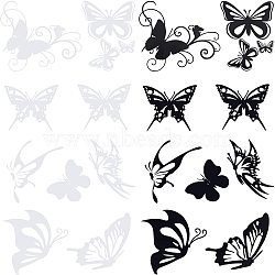 Waterproof Plastic Car Decals for Women, Butterfly Car Decal Stickers, for Cars Scratch Hidden Car Sticker, Black, 16.6~29.3x12.5~21.3x0.02cm, 6sheets/set(DIY-FG0001-26)